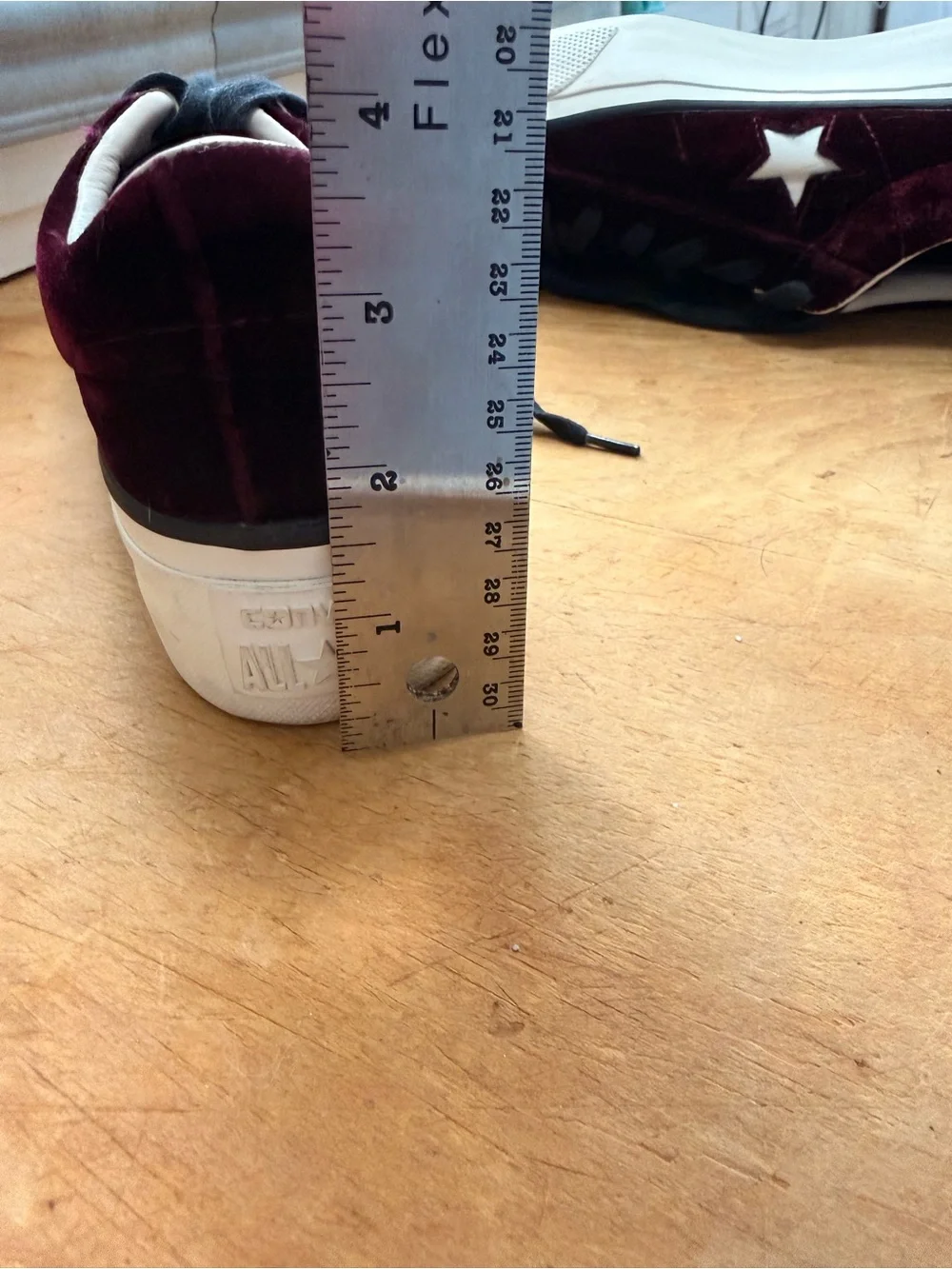 Converse, One Star, Velvet Ox Blood Platform Sneakers, sz 6.5